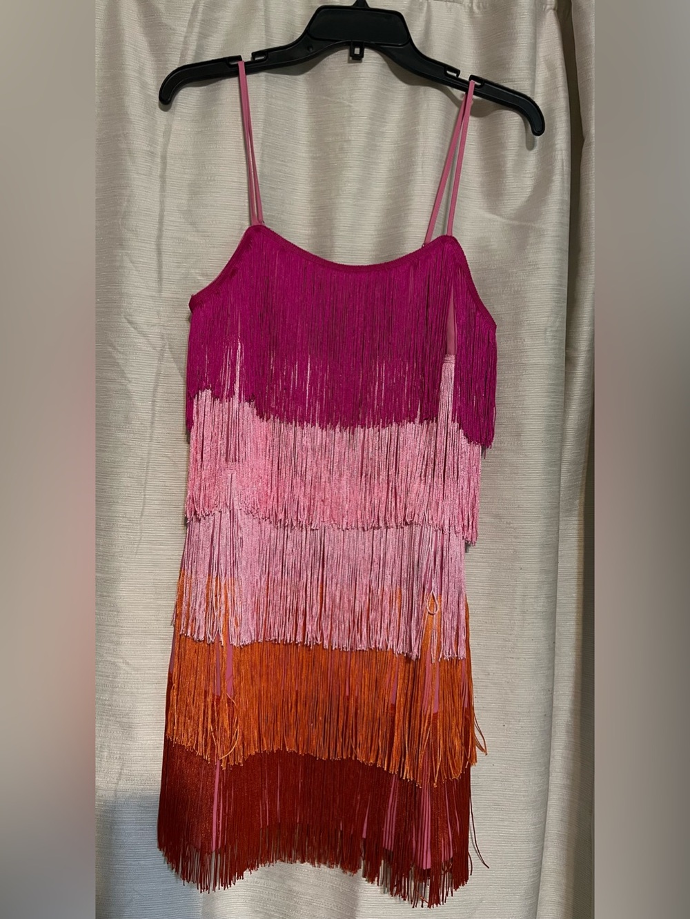 NWT Size Small (2-4) MainStrip Pink Ombré Fringe Mini Dress.